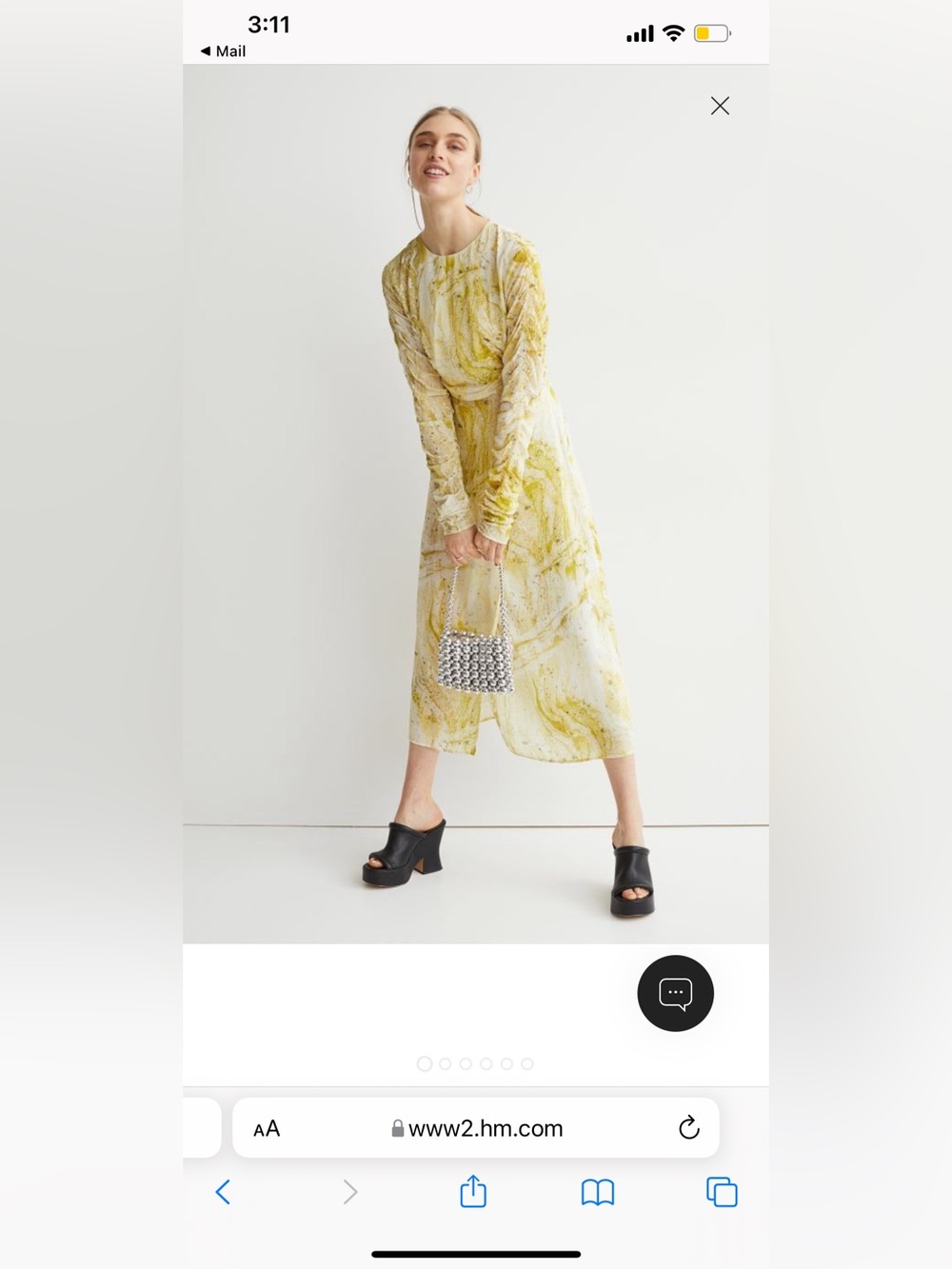 H&M Abstract Print Maxi Dress in Yellow & White Size Small